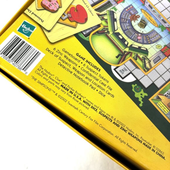 THE SIMPSONS Clue Board Game 2nd Edition 2002 Parker Brothers Vintage - Picture 10 of 10